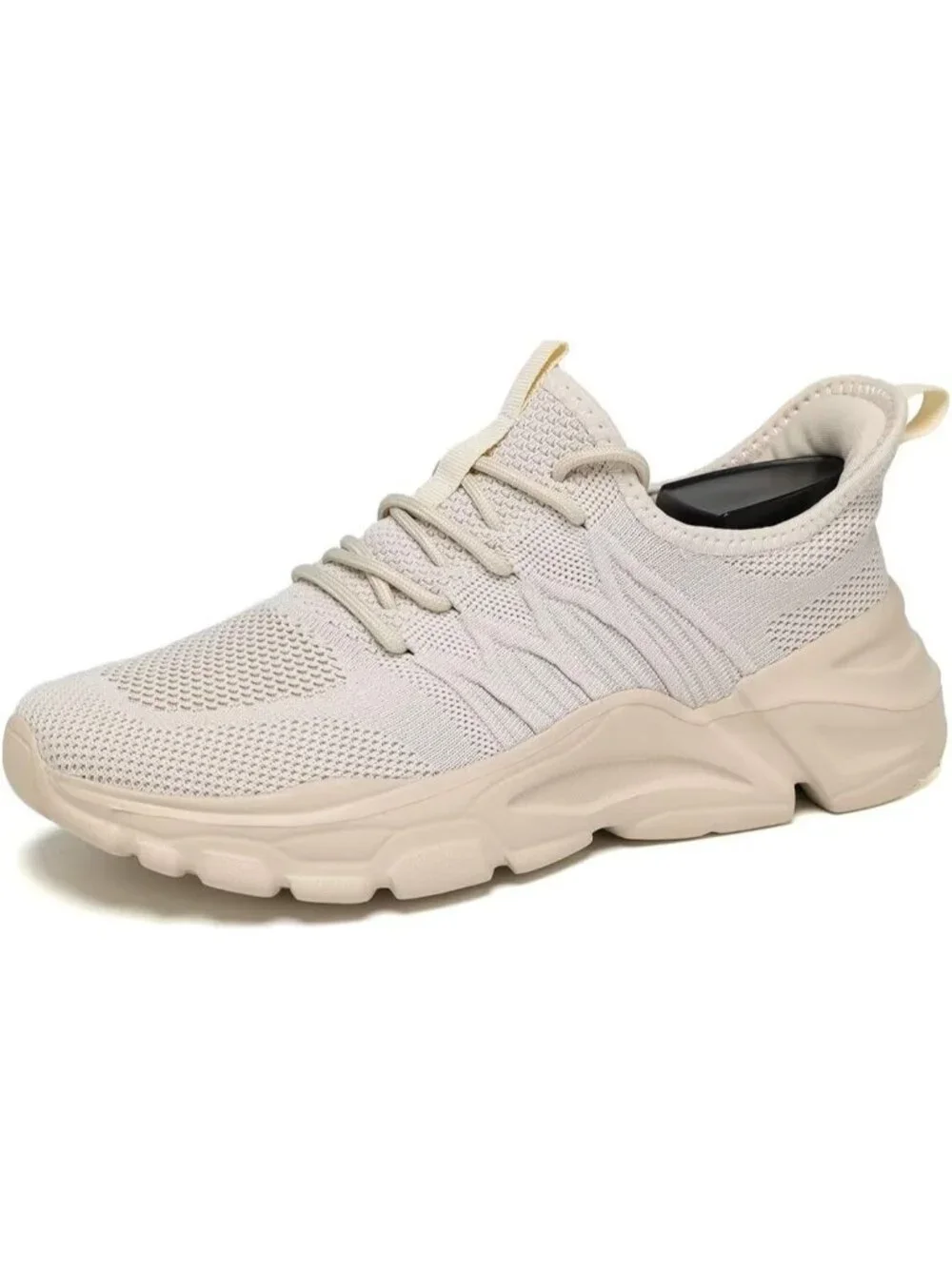 Men's Beige Running Shoes Non Slip Breathable Sneakers Slip Resistant Athletic